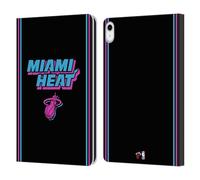 Head Case Designs Officially Licensed NBA Black Vice Nights Design Miami Heat Logo Leather Wallet Case Compatible With Apple iPad 10.9 2022/2025