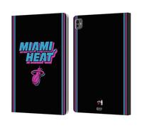 Head Case Designs Officially Licensed NBA Black Vice Nights Design Miami Heat Logo Leather Wallet Case Compatible With Apple iPad Pro 13 M4/M5 2024/2025