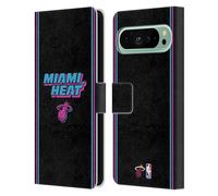 Head Case Designs Officially Licensed NBA Black Vice Nights Design Miami Heat Logo Leather Wallet Case Compatible With Google Pixel 9 Pro XL