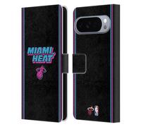 Head Case Designs Officially Licensed NBA Black Vice Nights Design Miami Heat Logo Leather Wallet Case Compatible With Google Pixel 10 Pro XL