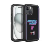 Head Case Designs Officially Licensed NBA Black Vice Nights Design Miami Heat Logo Ultra-Armoured Shockproof Case [Military Grade Protection] Compatible With Apple iPhone 15