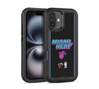 Head Case Designs Officially Licensed NBA Black Vice Nights Design Miami Heat Logo Ultra-Armoured Shockproof Case [Military Grade Protection] Compatible With Apple iPhone 16