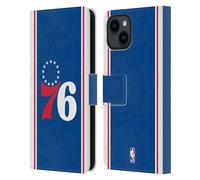 Head Case Designs Officially Licensed NBA Blue Design Philadelphia 76ers Logo Leather Wallet Case Compatible With Apple iPhone 15
