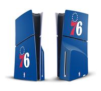 Head Case Designs Officially Licensed NBA Blue Philadelphia 76ers Logo Vinyl Sticker Gaming Skin Decal Cover Compatible With Sony PlayStation 5 PS5 Slim Disc Edition Console