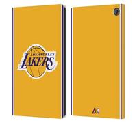 Head Case Designs Officially Licensed NBA Gold Design Los Angeles Lakers Logo Leather Wallet Case Compatible With Amazon Fire Max 11 2023