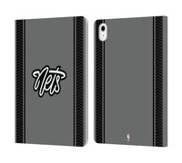 Head Case Designs Officially Licensed NBA Gray Design Brooklyn Nets Logo Leather Wallet Case Compatible With Apple iPad Air 11 2020/2022/2024/2025