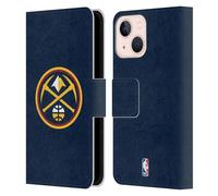 Head Case Designs Officially Licensed NBA Midnight Blue Denver Nuggets Logo Leather Wallet Case Compatible With Apple iPhone 13 Mini