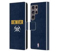 Head Case Designs Officially Licensed NBA Midnight Blue Design Denver Nuggets Logo Leather Wallet Case Compatible With Samsung Galaxy S24 Ultra 5G