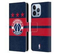 Head Case Designs Officially Licensed NBA Navy Blue Design Washington Wizards Logo Leather Wallet Case Compatible With Apple iPhone 13 Pro