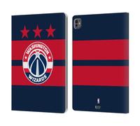 Head Case Designs Officially Licensed NBA Navy Blue Design Washington Wizards Logo Leather Wallet Case Compatible With Apple iPad Pro 13 M4/M5 2024/2025