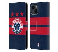Head Case Designs Officially Licensed NBA Navy Blue Design Washington Wizards Logo Leather Wallet Case Compatible With Apple iPhone 15