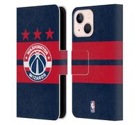 Head Case Designs Officially Licensed NBA Navy Blue Design Washington Wizards Logo Leather Wallet Case Compatible With Apple iPhone 13 Mini