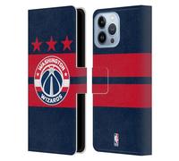 Head Case Designs Officially Licensed NBA Navy Blue Design Washington Wizards Logo Leather Wallet Case Compatible With Apple iPhone 13 Pro Max
