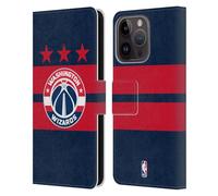 Head Case Designs Officially Licensed NBA Navy Blue Design Washington Wizards Logo Leather Wallet Case Compatible With Apple iPhone 15 Pro