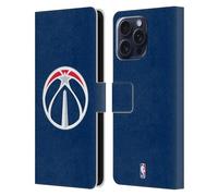 Head Case Designs Officially Licensed NBA Navy Blue Washington Wizards Logo Leather Wallet Case Compatible With Apple iPhone 16 Pro Max