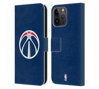 Head Case Designs Officially Licensed NBA Navy Blue Washington Wizards Logo Leather Wallet Case Compatible With Apple iPhone 15 Pro Max