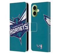 Head Case Designs Officially Licensed NBA Oversized Charlotte Hornets Logo Leather Wallet Case Compatible With Apple iPhone 17