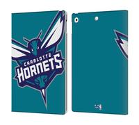Head Case Designs Officially Licensed NBA Oversized Charlotte Hornets Logo Leather Wallet Case Compatible With Apple iPad 10.2 2019/2020/2021
