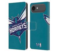 Head Case Designs Officially Licensed NBA Oversized Charlotte Hornets Logo Leather Wallet Case Compatible With Apple iPhone 17 Air