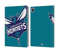 Head Case Designs Officially Licensed NBA Oversized Charlotte Hornets Logo Leather Wallet Case Compatible With Apple iPad Pro 12.9 2020/2021/2022