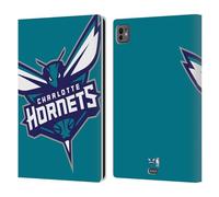 Head Case Designs Officially Licensed NBA Oversized Charlotte Hornets Logo Leather Wallet Case Compatible With Apple iPad Pro 11 M4/M5 2024/2025