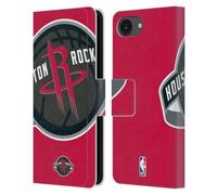 Head Case Designs Officially Licensed NBA Oversized Houston Rockets Logo Leather Wallet Case Compatible With Apple iPhone 16e / iPhone 17e