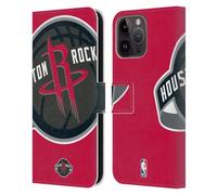 Head Case Designs Officially Licensed NBA Oversized Houston Rockets Logo Leather Wallet Case Compatible With Apple iPhone 15 Pro Max