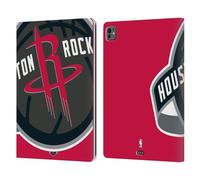 Head Case Designs Officially Licensed NBA Oversized Houston Rockets Logo Leather Wallet Case Compatible With Apple iPad Pro 13 M4/M5 2024/2025