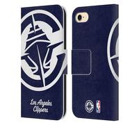 Head Case Designs Officially Licensed NBA Oversized Los Angeles Clippers Logo Leather Wallet Case Compatible With Apple iPhone 7/8 / SE 2020 & 2022