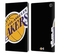 Head Case Designs Officially Licensed NBA Oversized Los Angeles Lakers Logo Leather Wallet Case Compatible With Amazon Fire Max 11 2023