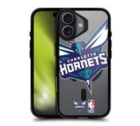 Head Case Designs Officially Licensed NBA Oversized Text Charlotte Hornets Logo Black Shockproof Bumper Case [Military Grade Protection] Compatible with Apple iPhone 17 and Compatible with MagSafe