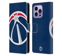 Head Case Designs Officially Licensed NBA Oversized Washington Wizards Logo Leather Wallet Case Compatible With Apple iPhone 14 Pro Max