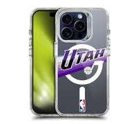 Head Case Designs Officially Licensed NBA Purple Design Text Utah Jazz Logo Shockproof Bumper Case [Military Grade Protection] Compatible with Apple iPhone 15 Pro and Compatible with MagSafe