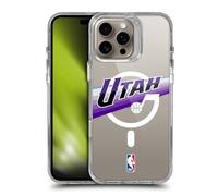 Head Case Designs Officially Licensed NBA Purple Design Text Utah Jazz Logo Shockproof Bumper Case [Military Grade Protection] Compatible with Apple iPhone 16 Pro Max and Compatible with MagSafe