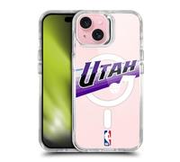 Head Case Designs Officially Licensed NBA Purple Design Text Utah Jazz Logo Shockproof Bumper Case [Military Grade Protection] Compatible with iPhone 15 and Compatible with MagSafe