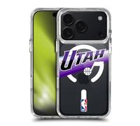 Head Case Designs Officially Licensed NBA Purple Design Text Utah Jazz Logo Shockproof Bumper Case [Military Grade Protection] Compatible with Apple iPhone 17 Pro and Compatible with MagSafe