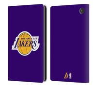 Head Case Designs Officially Licensed NBA Purple Los Angeles Lakers Logo Leather Wallet Case Compatible With Amazon Fire 7 2022