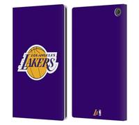 Head Case Designs Officially Licensed NBA Purple Los Angeles Lakers Logo Leather Wallet Case Compatible With Amazon Fire Max 11 2023