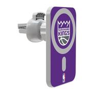 Head Case Designs Officially Licensed NBA Purple Sacramento Kings Logo Magnetic Car Mount with Wireless Charger 15W Fast Charging Compatible with MagSafe iPhone and Android Qi Devices (White)