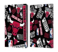 Head Case Designs Officially Licensed NBA Sticker Collage Chicago Bulls Leather Wallet Case Compatible With Apple iPad Pro 11 M4/M5 2024/2025