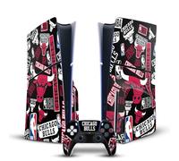 Head Case Designs Officially Licensed NBA Sticker Collage Chicago Bulls Vinyl Sticker Gaming Skin Decal Cover Compatible With Sony PlayStation 5 PS5 Slim Disc Edition Console & DualSense Controller