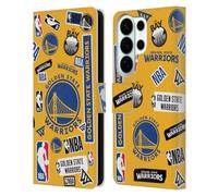 Head Case Designs Officially Licensed NBA Sticker Collage Golden State Warriors Leather Wallet Case Compatible With Samsung Galaxy S26 Ultra