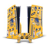 Head Case Designs Officially Licensed NBA Sticker Collage Golden State Warriors Vinyl Sticker Gaming Skin Decal Compatible With Sony PlayStation 5 PS5 Slim Disc Edition Console & DualSense Controller