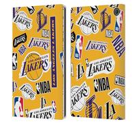 Head Case Designs Officially Licensed NBA Sticker Collage Los Angeles Lakers Leather Wallet Case Compatible With Amazon Fire Max 11 2023