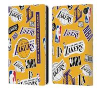 Head Case Designs Officially Licensed NBA Sticker Collage Los Angeles Lakers Leather Wallet Case Compatible With Amazon Fire 7 2022