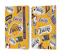 Head Case Designs Officially Licensed NBA Sticker Collage Los Angeles Lakers Leather Wallet Case Compatible With Apple iPad Air 11 2020/2022/2024/2025