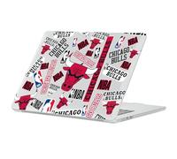 Head Case Designs Officially Licensed NBA Sticker Collage Print Chicago Bulls Clear Glitter Hard Crystal Armour Laptop Case compatible with MacBook Air 13.6" A2681/A3113/A3240 2022/2024/2025