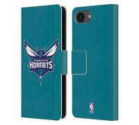 Head Case Designs Officially Licensed NBA Teal Charlotte Hornets Logo Leather Wallet Case Compatible With Apple iPhone 16e / iPhone 17e
