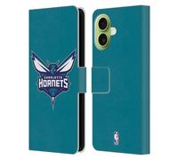 Head Case Designs Officially Licensed NBA Teal Charlotte Hornets Logo Leather Wallet Case Compatible With Apple iPhone 17