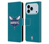 Head Case Designs Officially Licensed NBA Teal Charlotte Hornets Logo Leather Wallet Case Compatible With Apple iPhone 17 Pro